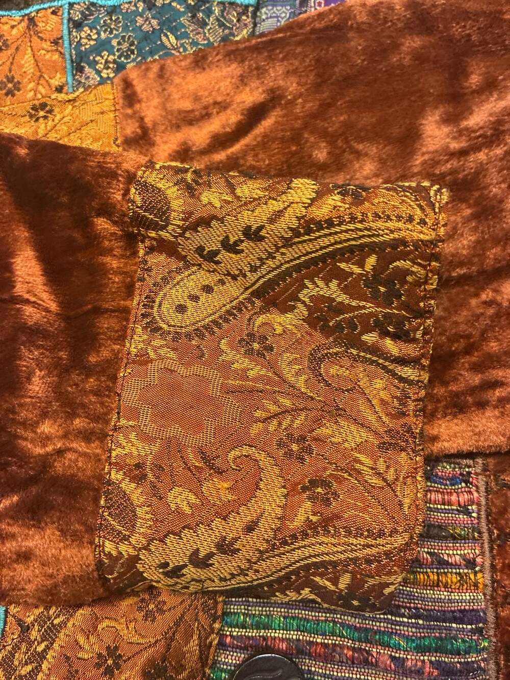 Coldwater Creek Patchwork Velvet Paisley Floral Button Front Jacket Size PM - Picture 5 of 13